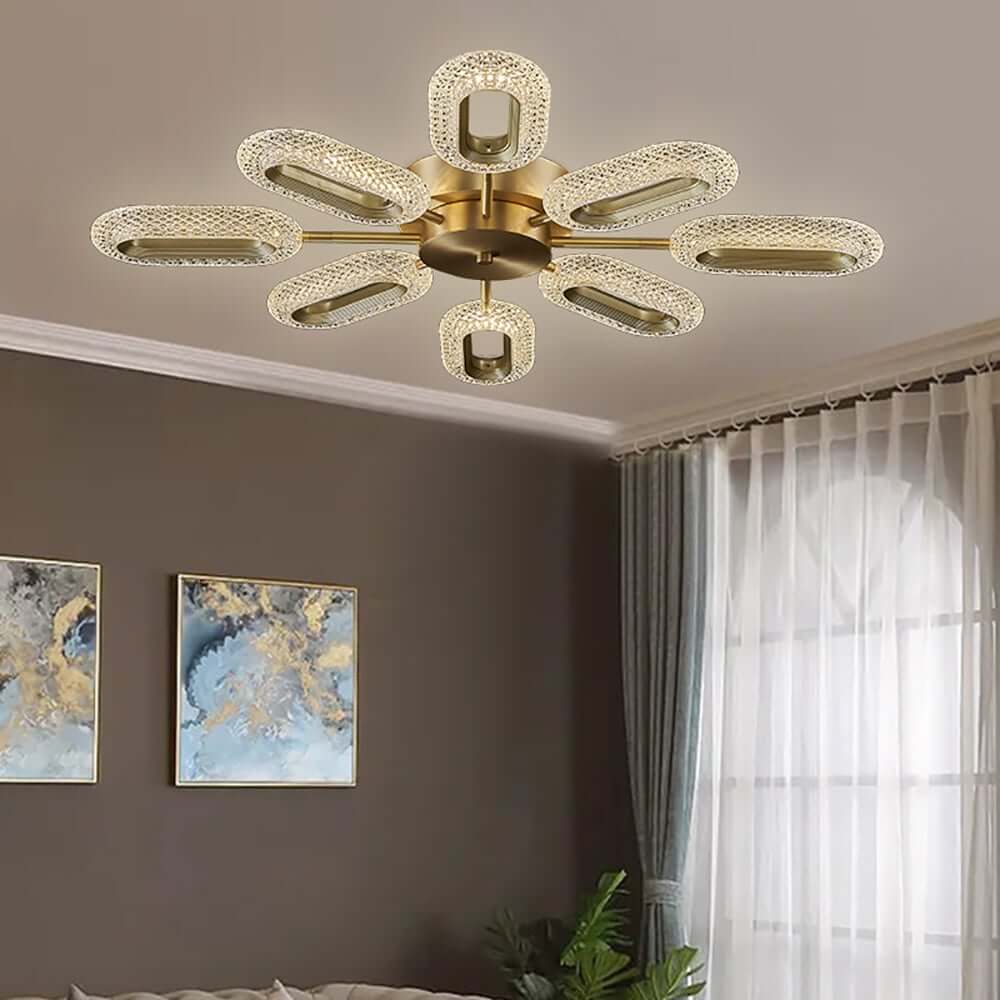 Gold Sputnik 8-Light Ceiling Light with Clear Acrylic Shade