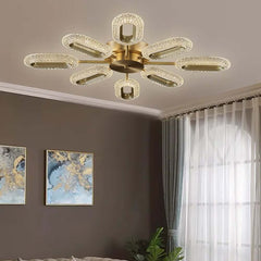 Gold Sputnik 8-Light Ceiling Light with Clear Acrylic Shade