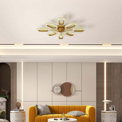 Gold Sputnik 8-Light Ceiling Light with Clear Acrylic Shade