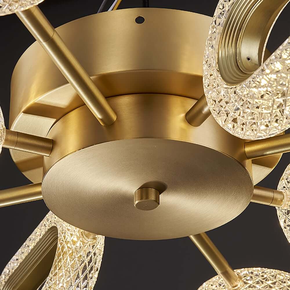 Gold Sputnik 8-Light Ceiling Light with Clear Acrylic Shade