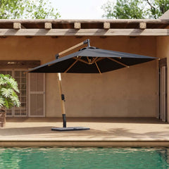 Gray and White Cantilever Patio Umbrella with 360° Rotation