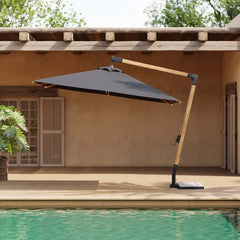 Gray and White Cantilever Patio Umbrella with 360° Rotation