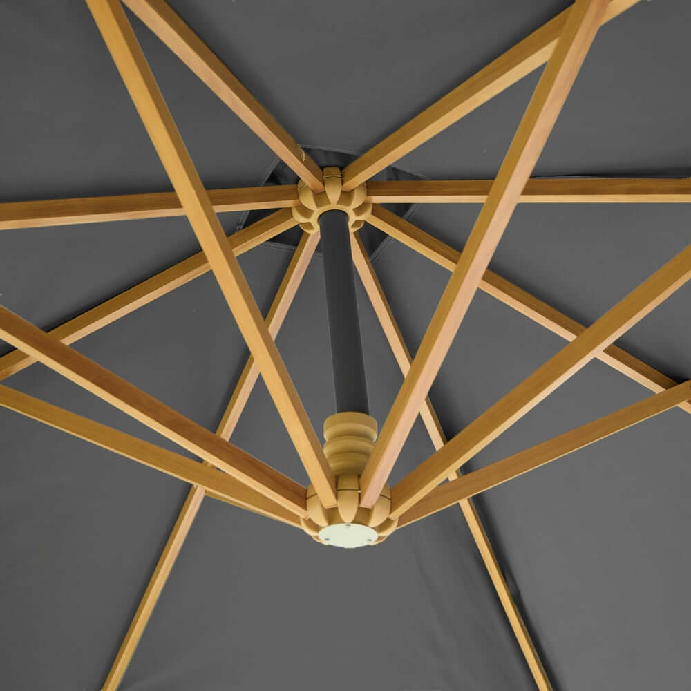 Gray and White Cantilever Patio Umbrella with 360° Rotation