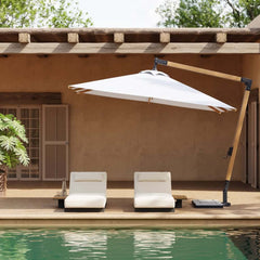 Gray and White Cantilever Patio Umbrella with 360° Rotation