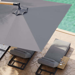 Gray and White Cantilever Patio Umbrella with 360° Rotation