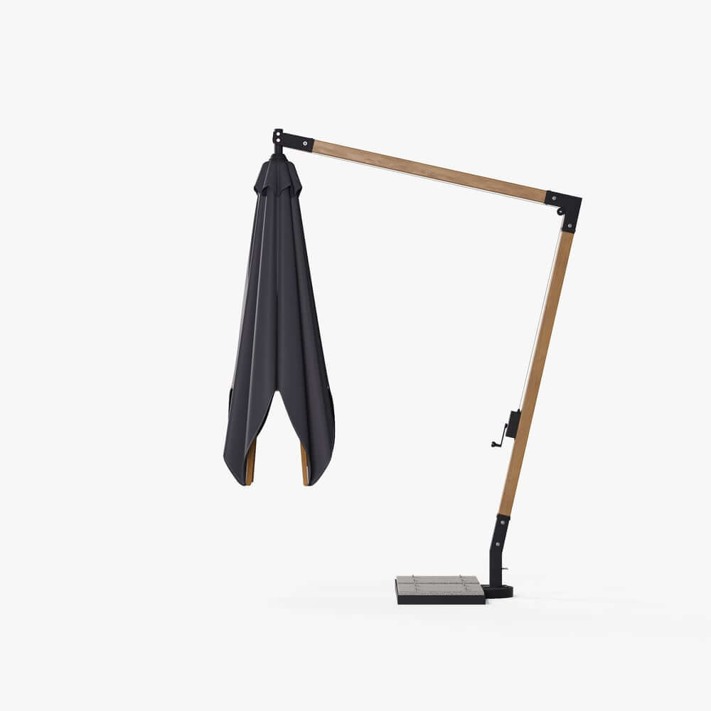 Gray and White Cantilever Patio Umbrella with 360° Rotation