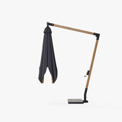 Gray and White Cantilever Patio Umbrella with 360° Rotation