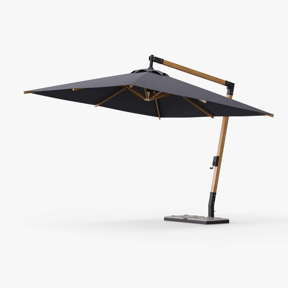 Gray and White Cantilever Patio Umbrella with 360° Rotation