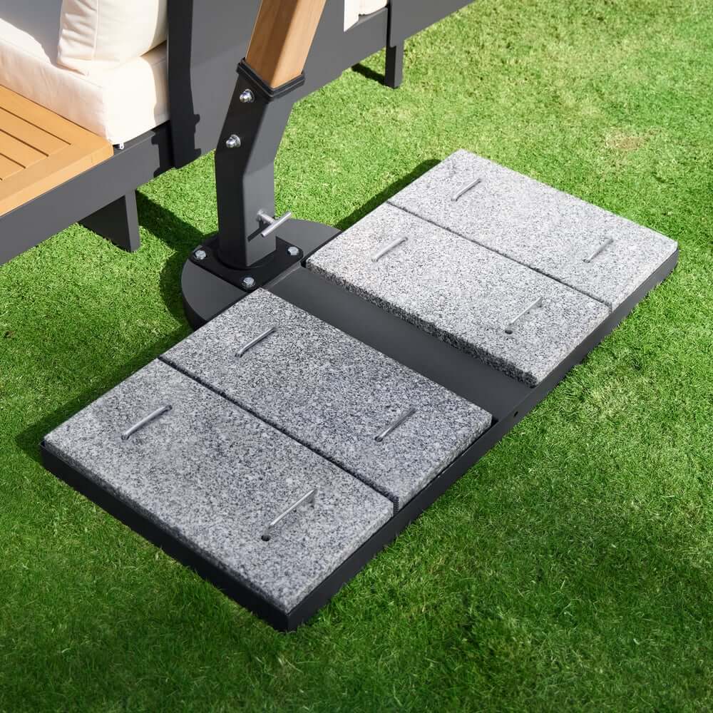 Gray and White Cantilever Patio Umbrella with 360° Rotation