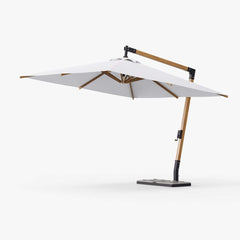 Gray and White Cantilever Patio Umbrella with 360° Rotation