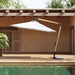 Gray and White Cantilever Patio Umbrella with 360° Rotation