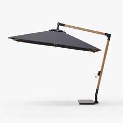 Gray and White Cantilever Patio Umbrella with 360° Rotation