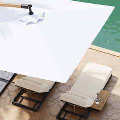 Gray and White Cantilever Patio Umbrella with 360° Rotation