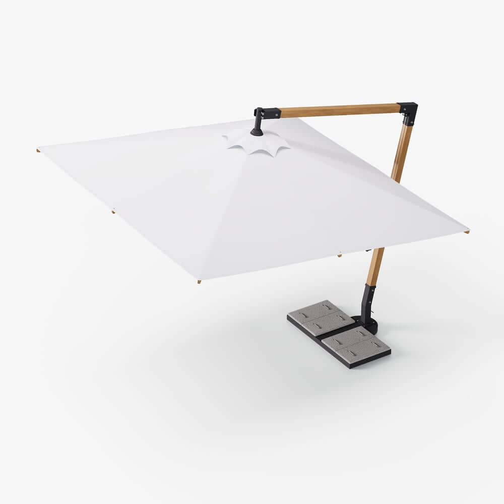Gray and White Cantilever Patio Umbrella with 360° Rotation