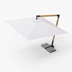 Gray and White Cantilever Patio Umbrella with 360° Rotation