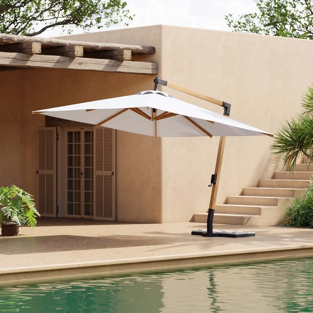 Gray and White Cantilever Patio Umbrella with 360° Rotation Main Product Image