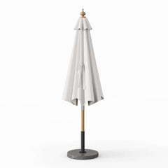 Gray and White Market Umbrella with Aluminum Frame and Granite Base