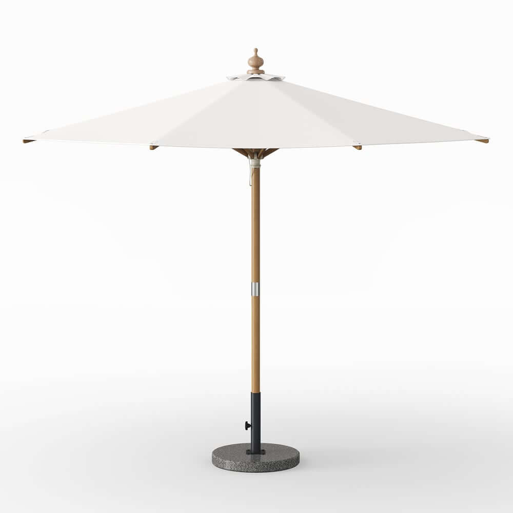 Gray and White Market Umbrella with Aluminum Frame and Granite Base