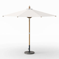 Gray and White Market Umbrella with Aluminum Frame and Granite Base