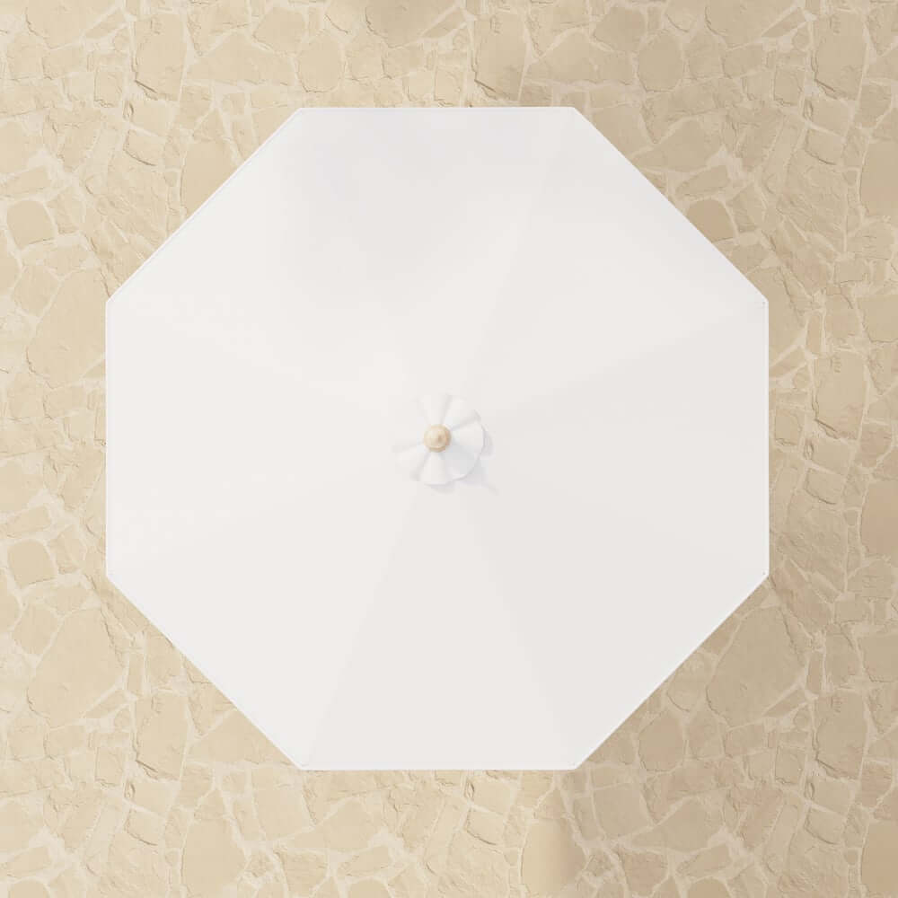 Gray and White Market Umbrella with Aluminum Frame and Granite Base