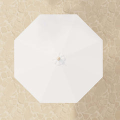 Gray and White Market Umbrella with Aluminum Frame and Granite Base