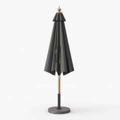 Gray and White Market Umbrella with Aluminum Frame and Granite Base