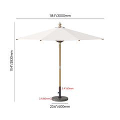 Gray and White Market Umbrella with Aluminum Frame and Granite Base Dimensions