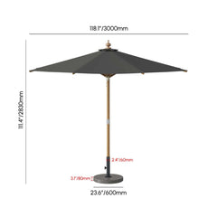 Gray and White Market Umbrella with Aluminum Frame and Granite Base Dimensions