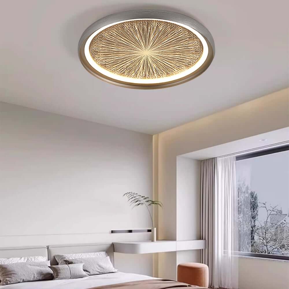 Gray Dome LED Ceiling Light with Remote Control and Firework Design