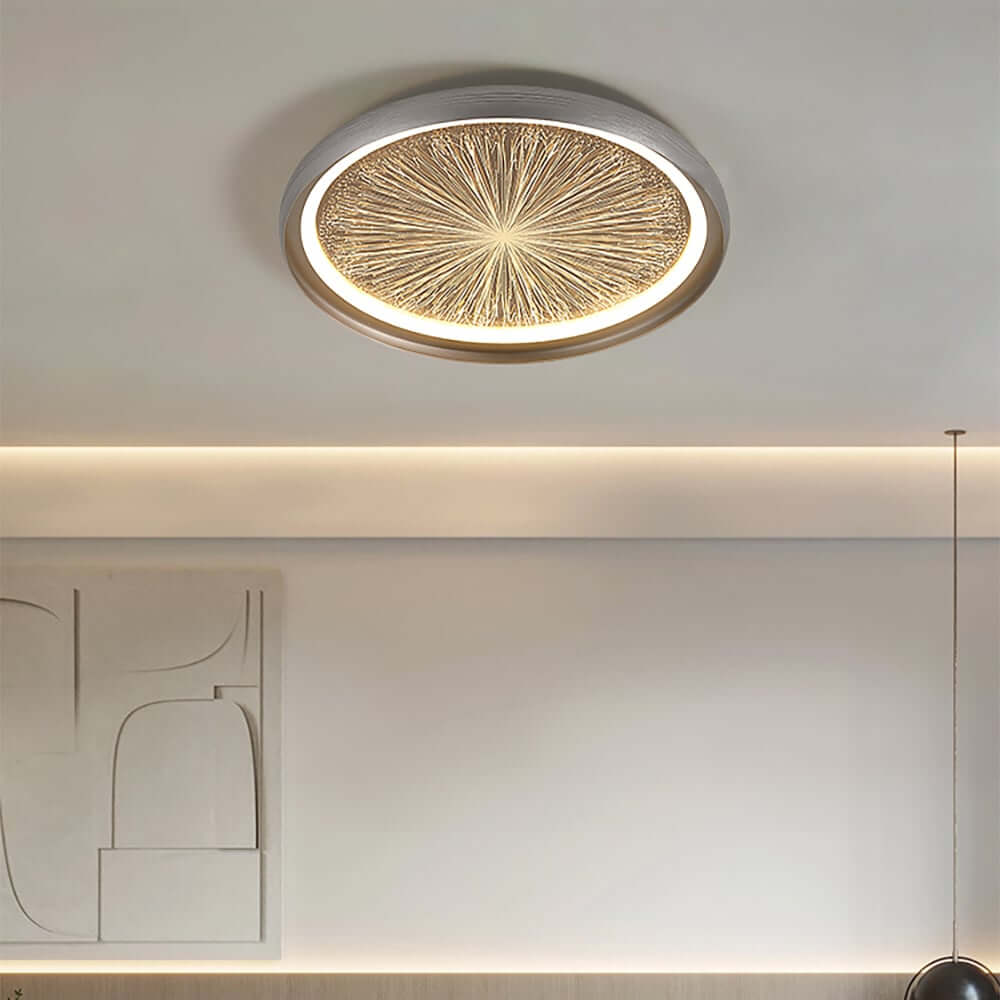 Gray Dome LED Ceiling Light with Remote Control and Firework Design