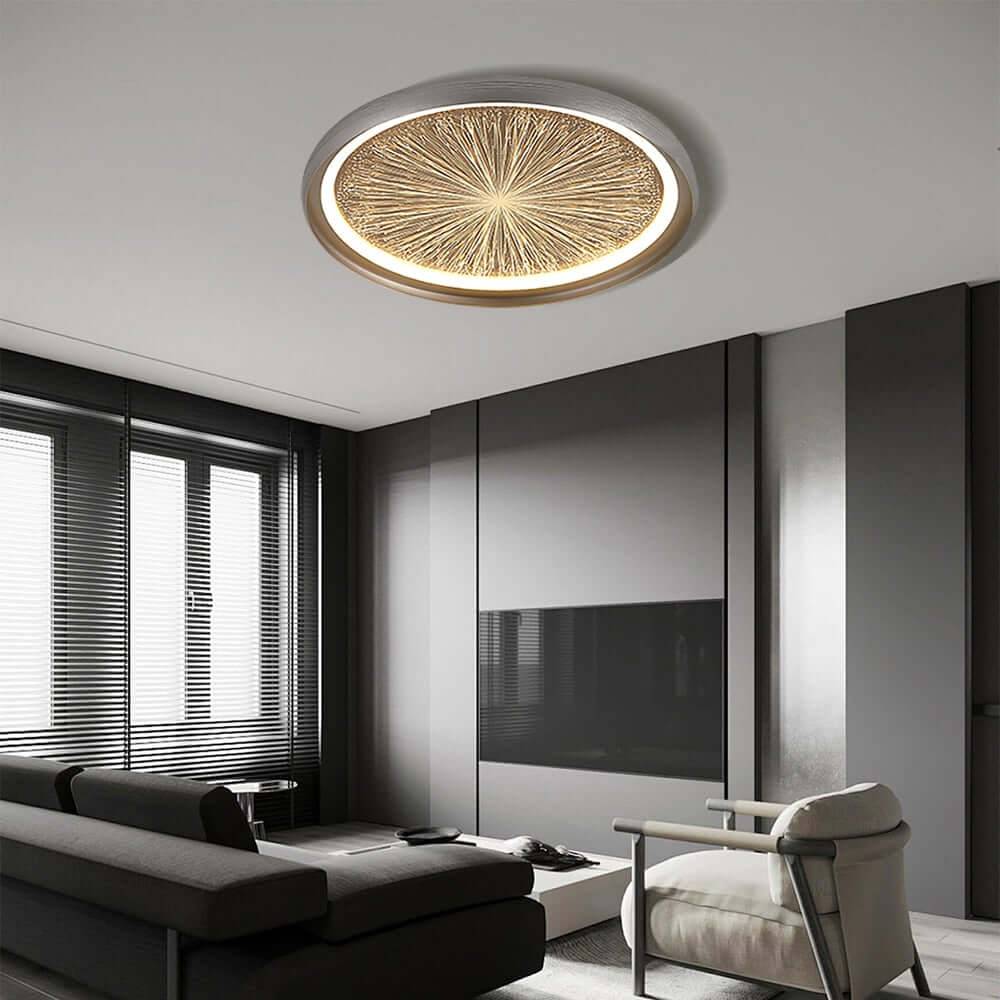 Gray Dome LED Ceiling Light with Remote Control and Firework Design