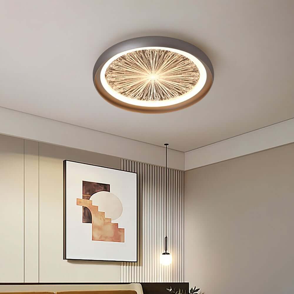 Gray Dome LED Ceiling Light with Remote Control and Firework Design