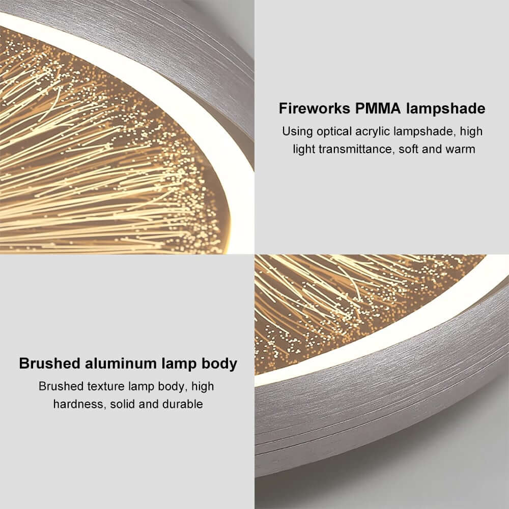 Gray Dome LED Ceiling Light with Remote Control and Firework Design