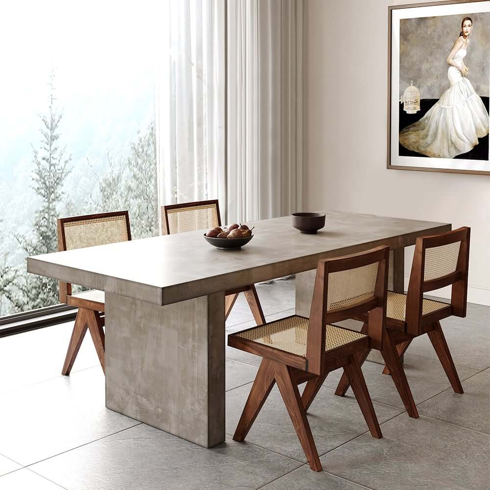 Gray Farmhouse Dining Table With Double Pedestal Base Main Product Image