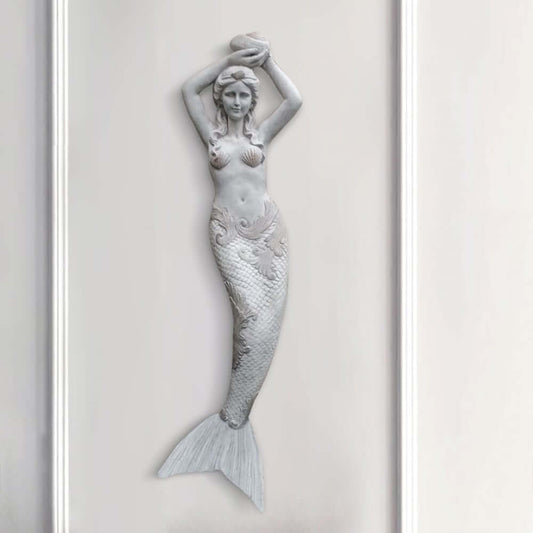 Gray Mermaid Wall-Mounted Decor - Traditional Resin Outdoor Art