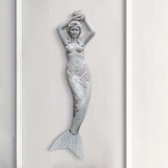 Gray Mermaid Wall-Mounted Decor - Traditional Resin Outdoor Art