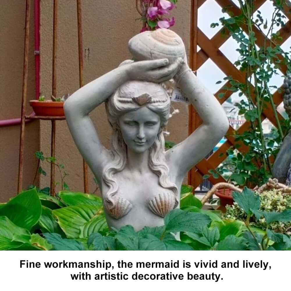 Gray Mermaid Wall-Mounted Decor - Traditional Resin Outdoor Art