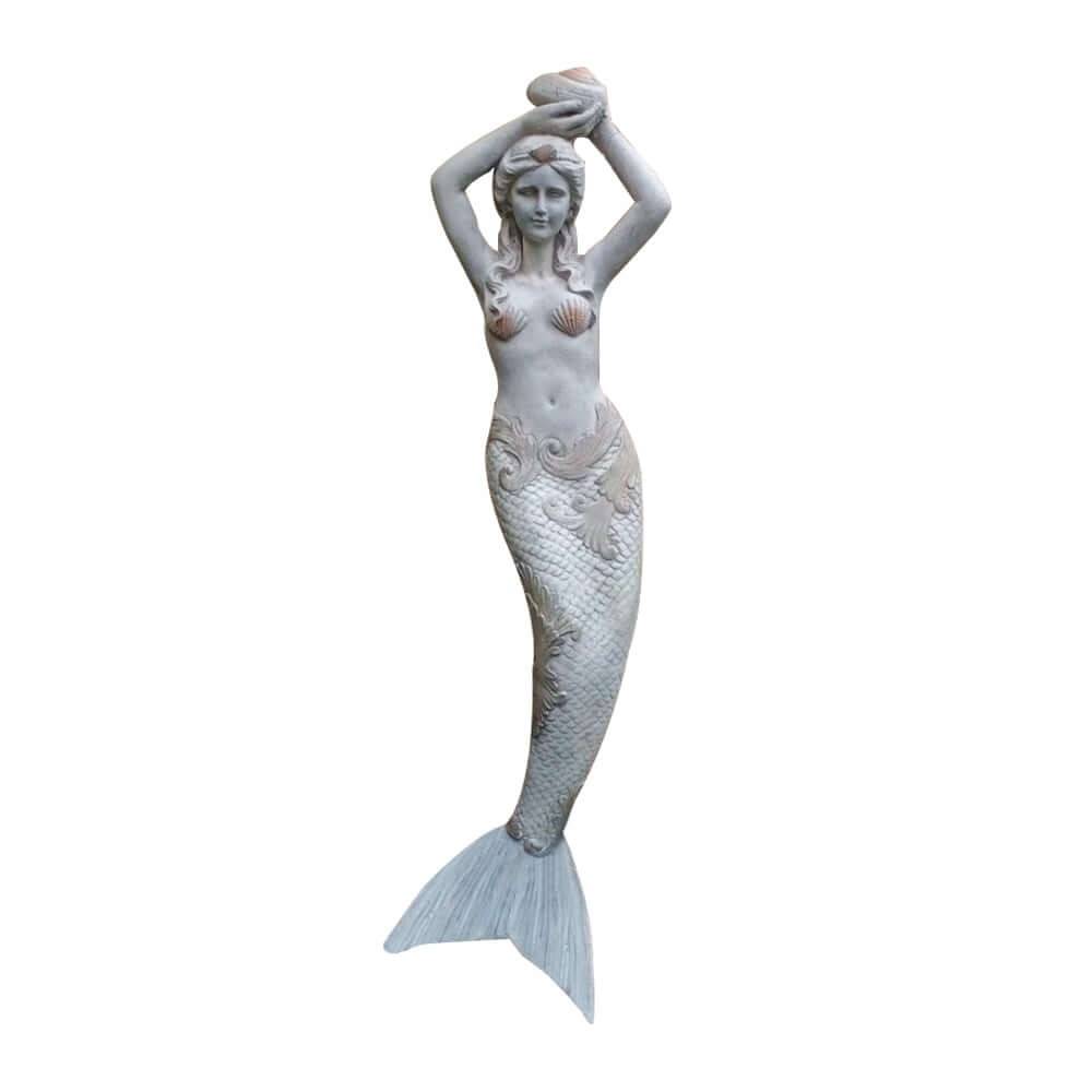Gray Mermaid Wall-Mounted Decor - Traditional Resin Outdoor Art
