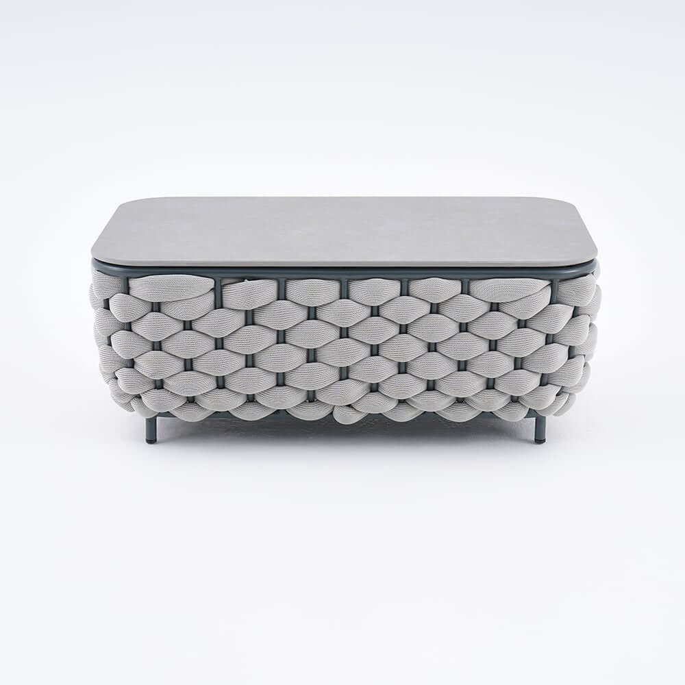 Gray Sintered Stone Rectangle Coffee Table for Outdoor Living