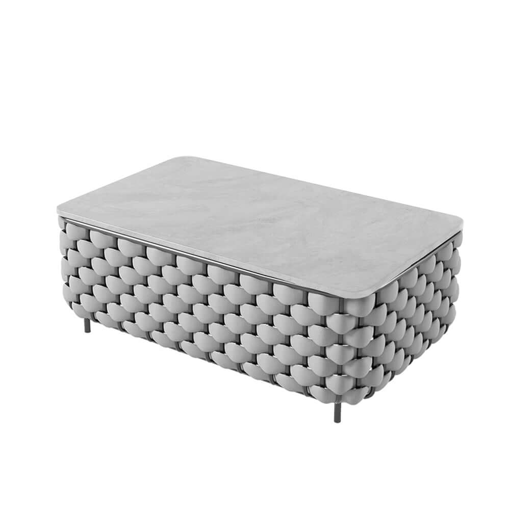 Gray Sintered Stone Rectangle Coffee Table for Outdoor Living