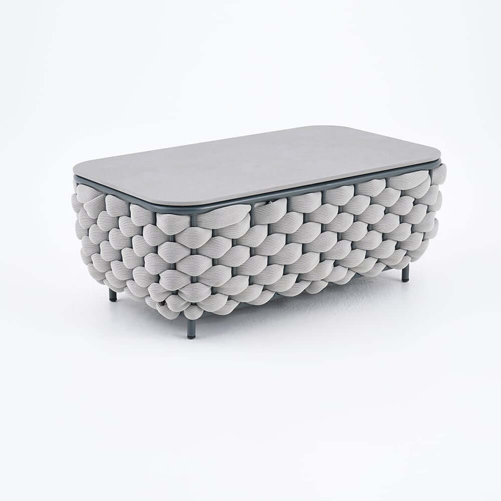 Gray Sintered Stone Rectangle Coffee Table for Outdoor Living