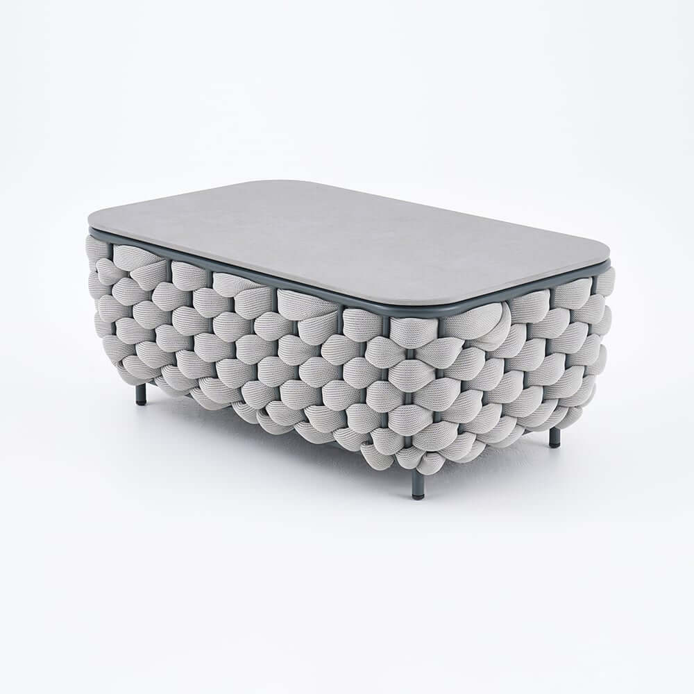 Gray Sintered Stone Rectangle Coffee Table for Outdoor Living