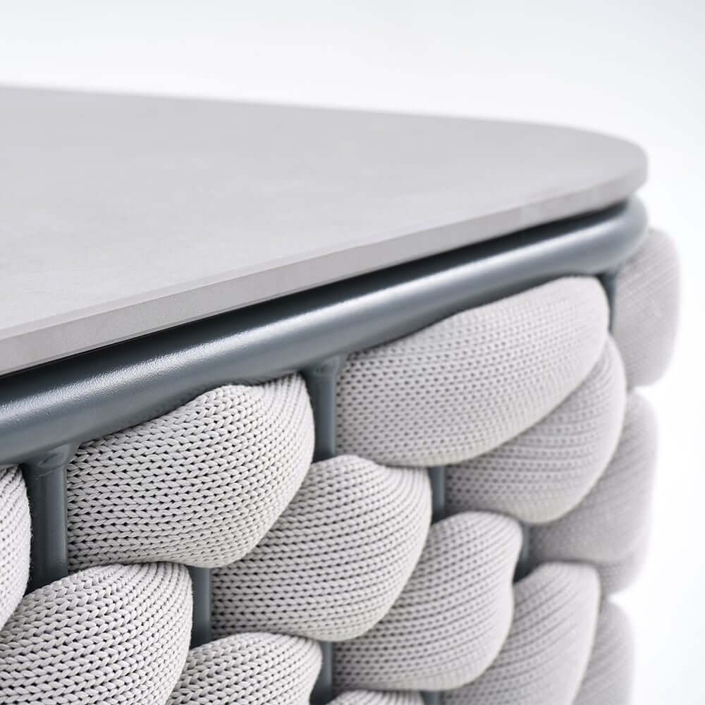 Gray Sintered Stone Rectangle Coffee Table for Outdoor Living