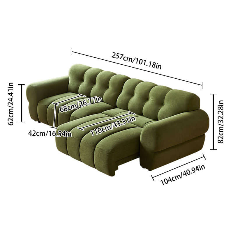 Green Microfiber Velvet Electric Reclining Sofa with Extendable L-Shape Design