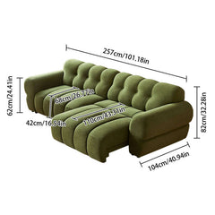 Green Microfiber Velvet Electric Reclining Sofa with Extendable L-Shape Design