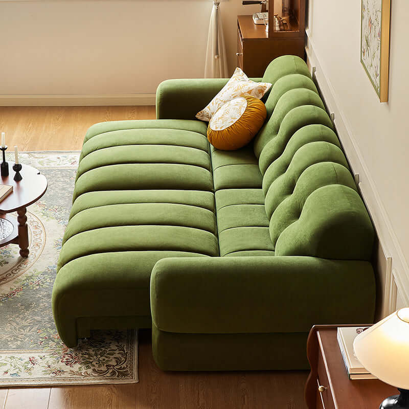 Green Microfiber Velvet Electric Reclining Sofa with Extendable L-Shape Design Main Product Image