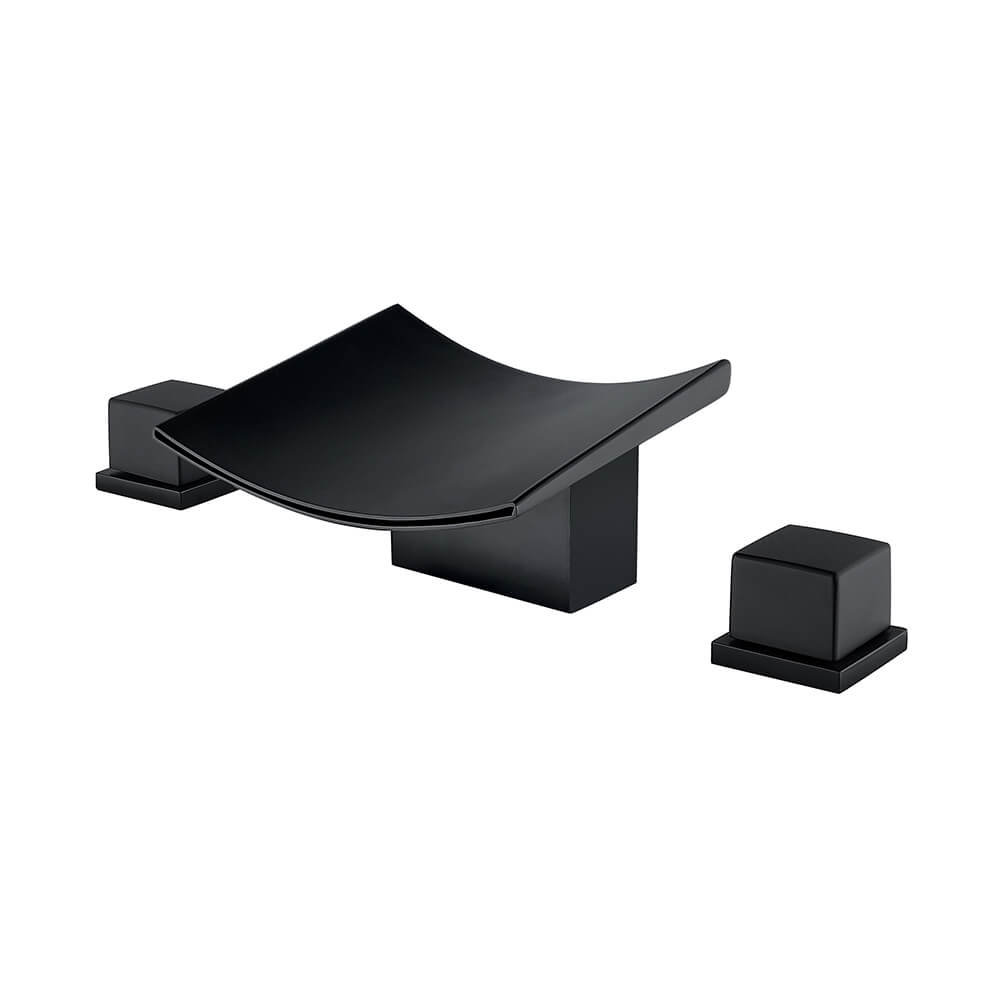 Grop Widespread Bathroom Faucet in Matte Black with Waterfall Spout