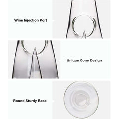 Handmade Clear Glass Conical Wine Decanter - 24 Oz. Capacity