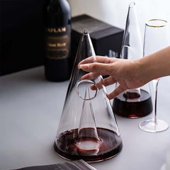 Handmade Clear Glass Conical Wine Decanter - 24 Oz. Capacity