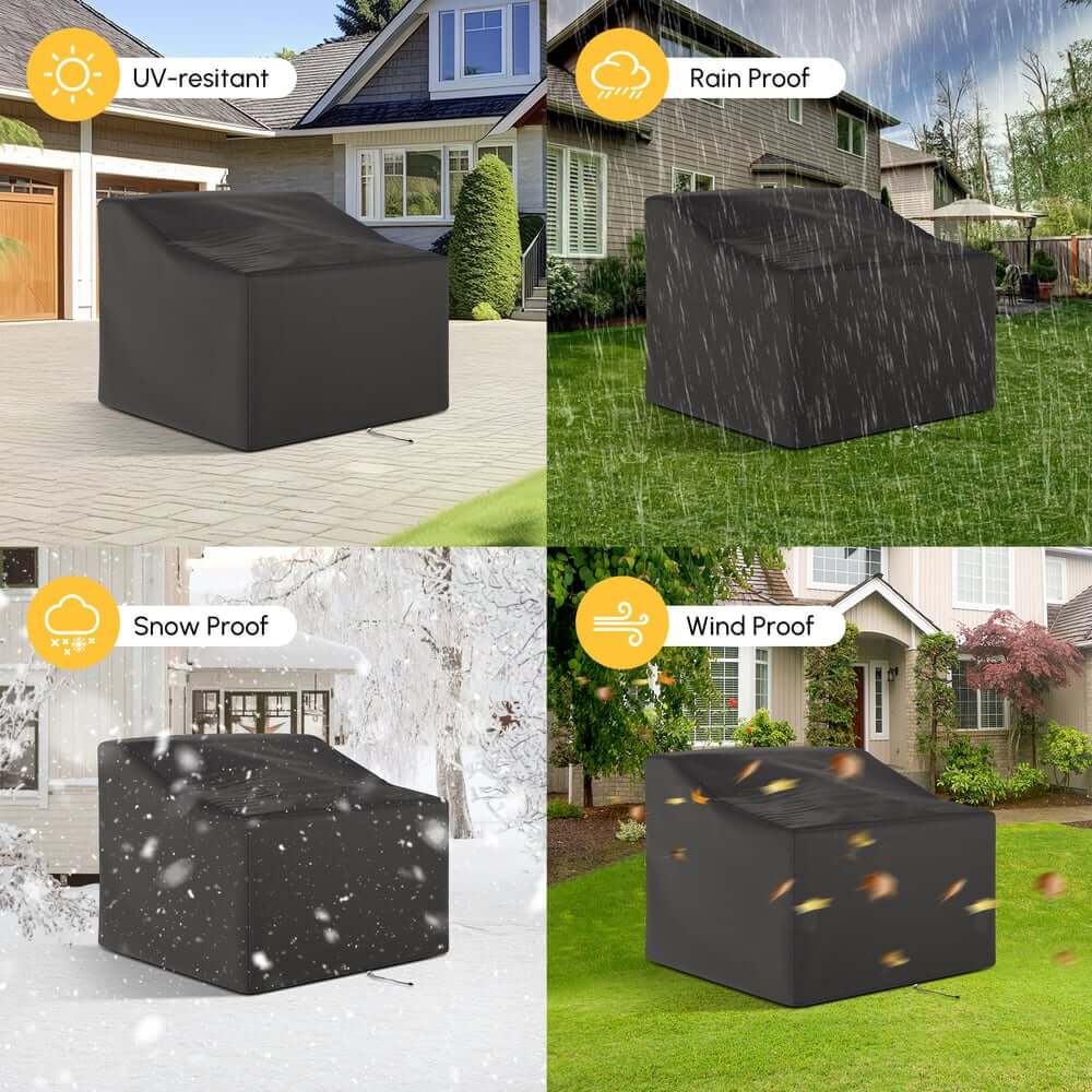 Heavy Duty Black Waterproof Patio Chair Cover for All-Season Protection